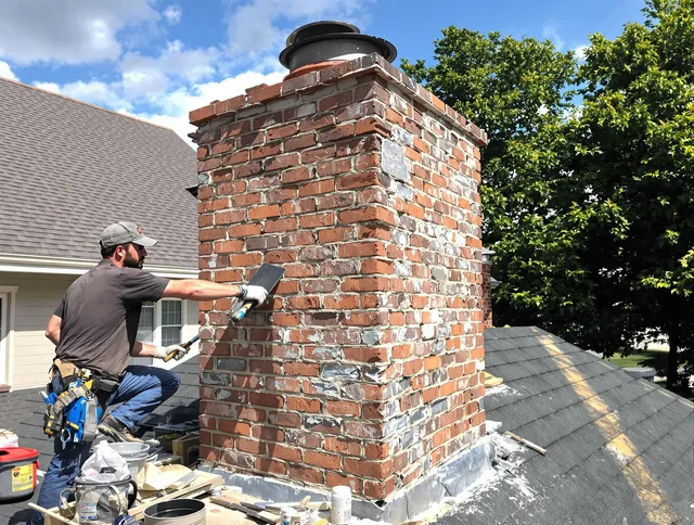 Completed chimney rebuild by Warren Chimney Sweep in Warren, RI