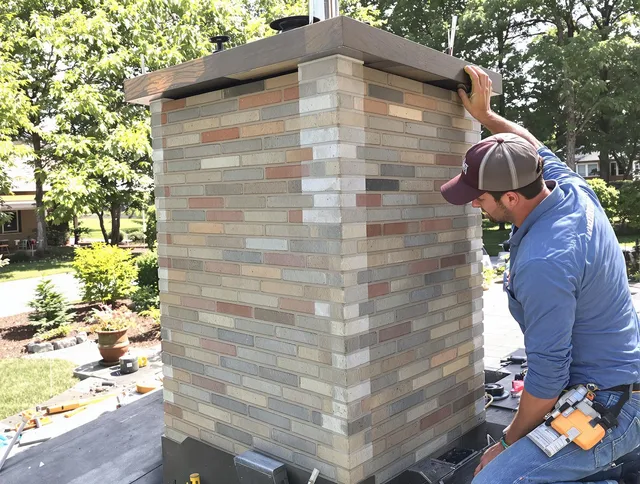 Warren Chimney Sweep completing a modern chimney remodel in Warren, RI