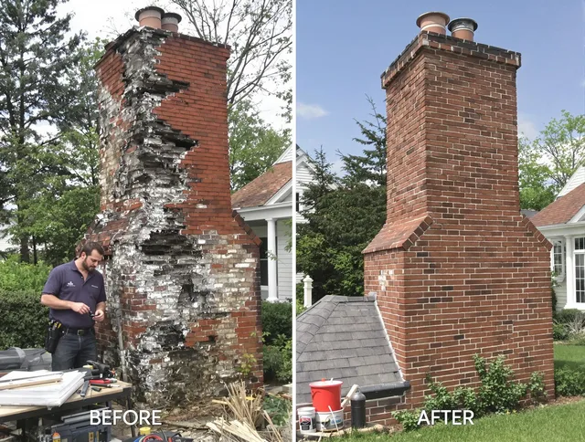 Warren Chimney Sweep performing a full chimney restoration in Warren, RI