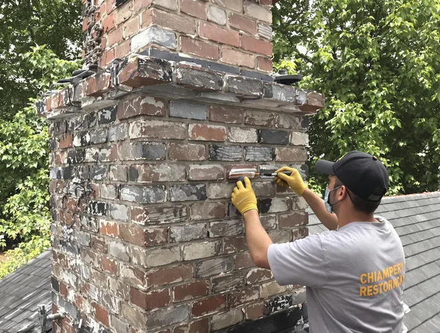 In-progress chimney restoration by Warren Chimney Sweep in Warren, RI