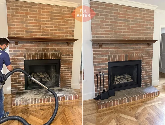 Warren Chimney Sweep carefully sanitizing a fireplace in Warren, RI