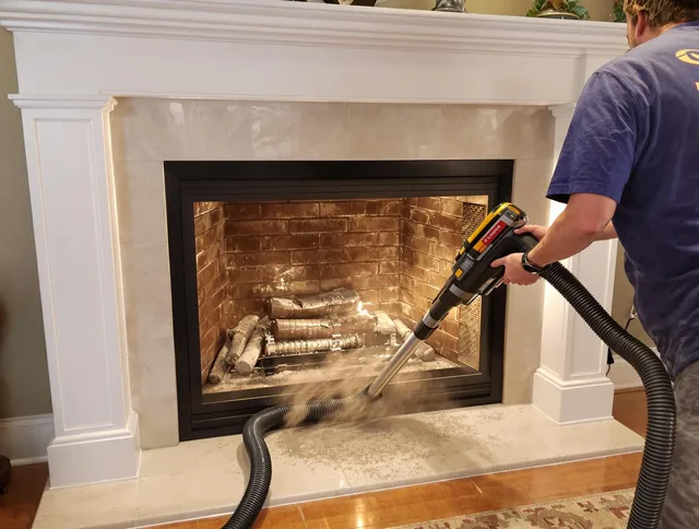 Fireplace cleaning performed by Warren Chimney Sweep in Warren, RI